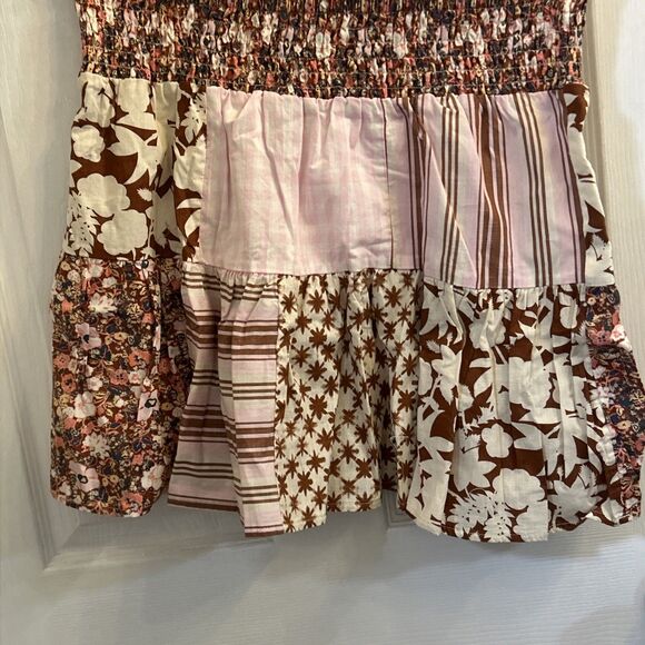 NWT Universal Thread Womens Patchwork Skirt Size Large Pink Brown Floral Stripe - Picture 12 of 16